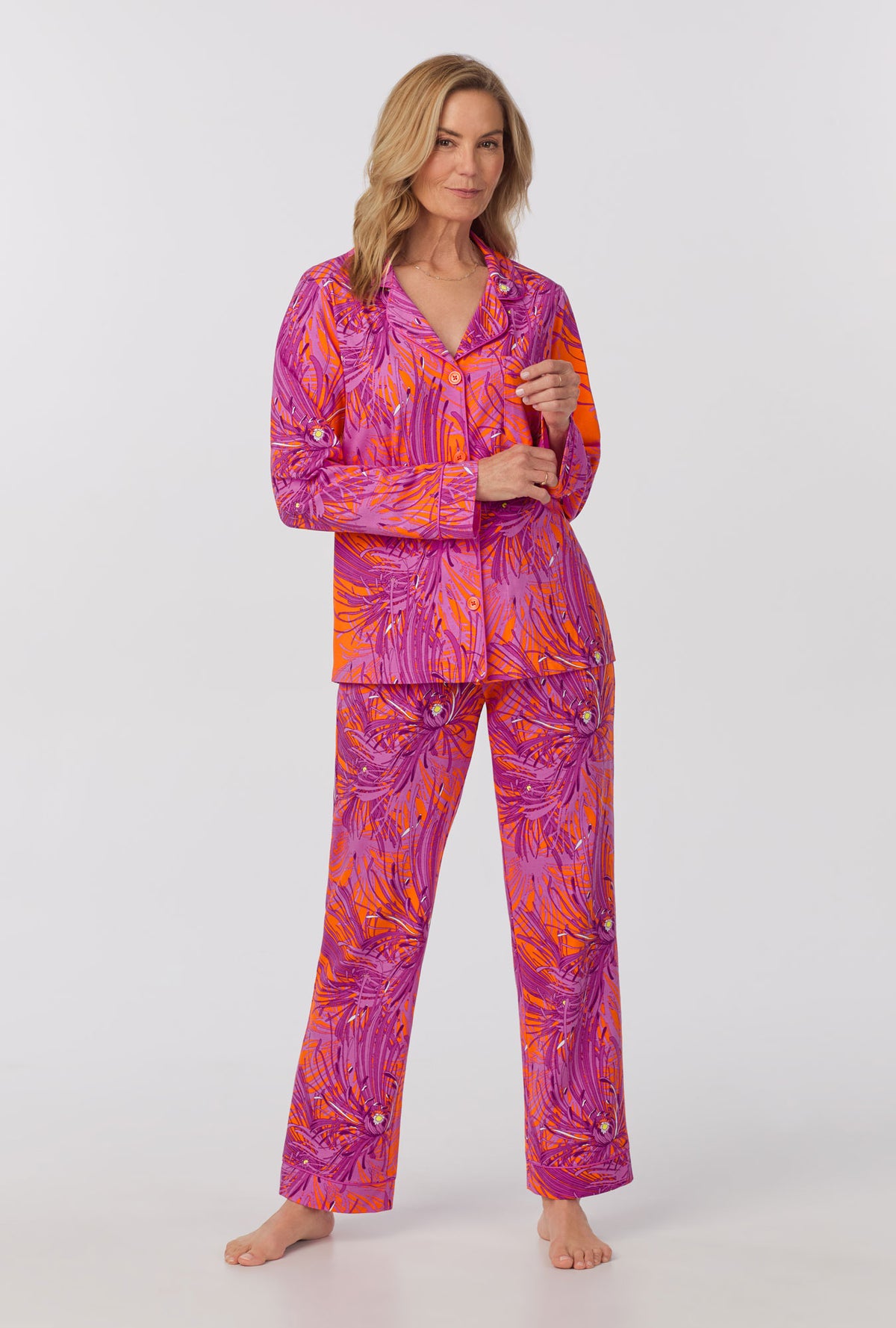 BedHead x Trina Turk Fuji Mums Women s Long Sleeve Classic Stretch Jer Bedhead Pajamas