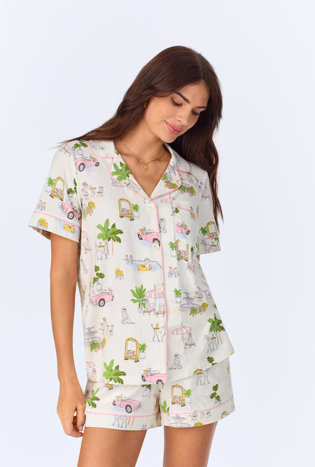 Espresso Martini Long Sleeve Classic Stretch Jersey Short PJ Set