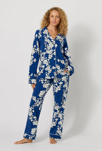 Navy Shadow Blossom Long Sleeve Classic Stretch Jersey PJ Set