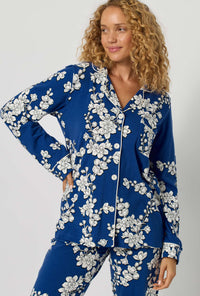 Navy Shadow Blossom Long Sleeve Classic Stretch Jersey PJ Set