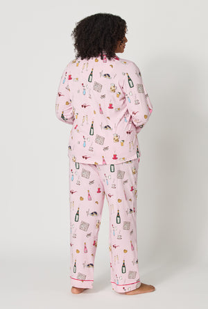 Let's Do Brunch Long Sleeve Classic Stretch Jersey PJ Set