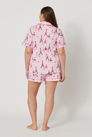 Tres Chic Short Sleeve Classic Shorty Stretch Jersey PJ Set
