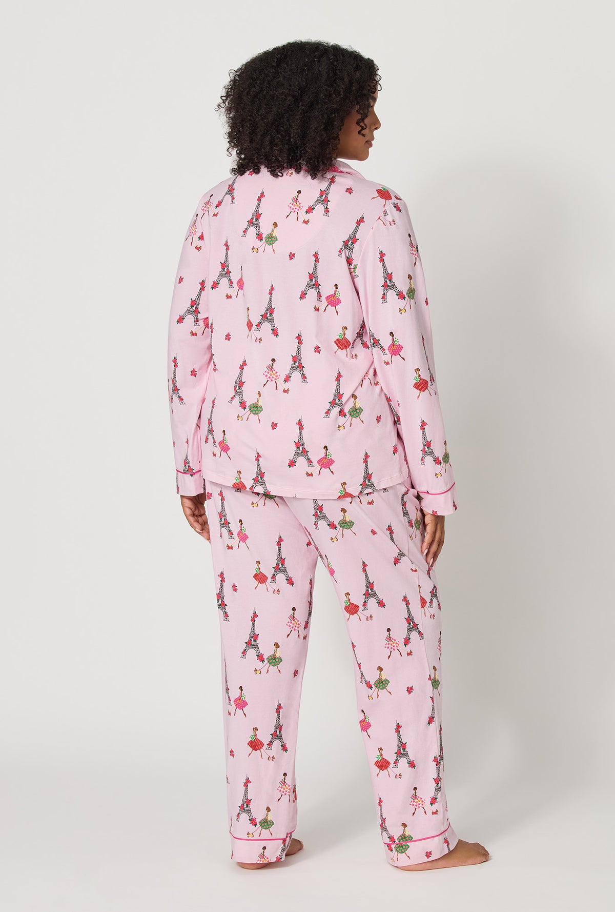Tres Chic Long Sleeve Classic Stretch Jersey PJ Set