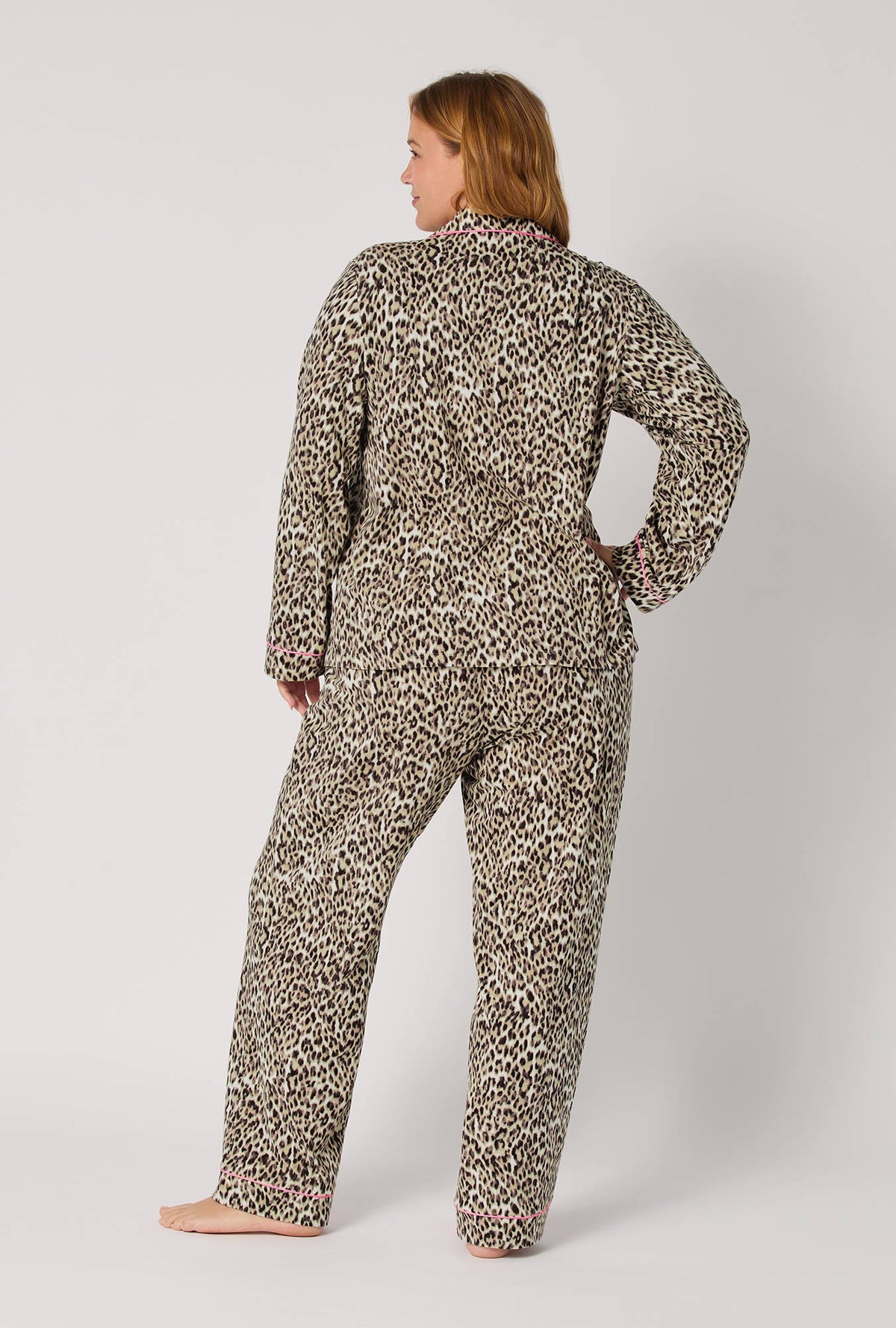 A lady wearing Wild Thing Long Sleeve Classic Stretch Jersey PJ Set