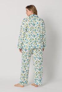 A lady wearing plus size White Long Sleeve Classic Woven Tana Lawn® Pj Set Made With Liberty Fabric back view