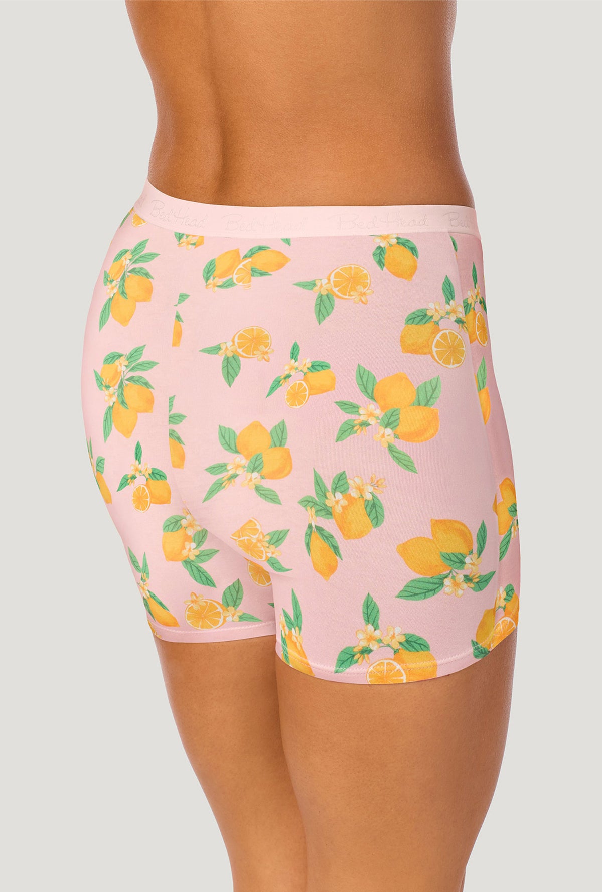 A lady wearing Lemon Sorbet Stretch Jersey Boxer Short Underwear