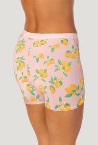 A lady wearing Lemon Sorbet Stretch Jersey Boxer Short Underwear