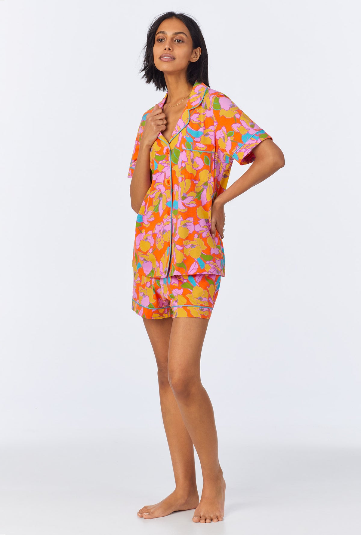 BedHead x Trina Turk Floral Short Sleeve Classic Shorty Stretch Jersey PJ Set