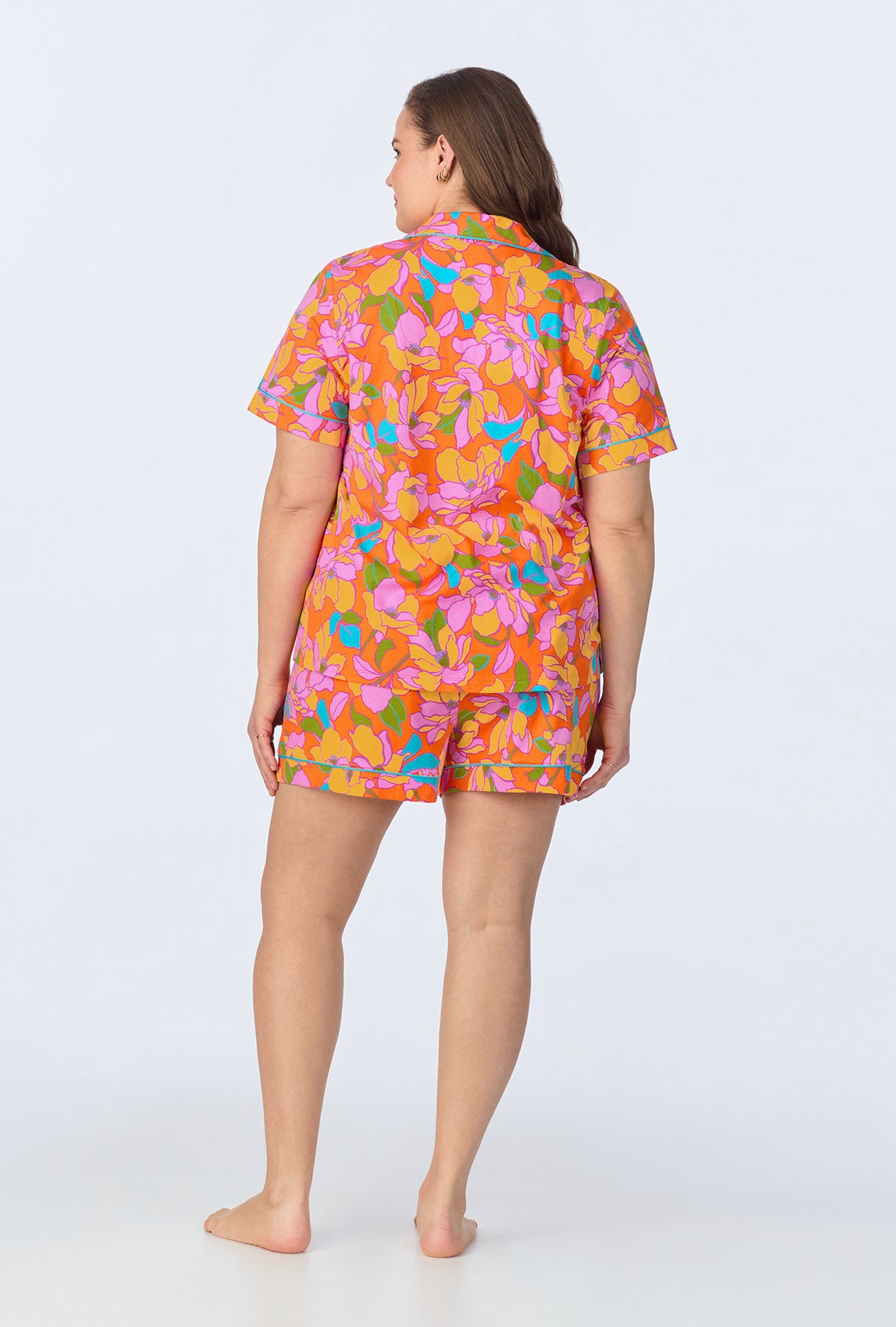 A lady wearing  Floral Short Sleeve Classic Shorty Stretch Jersey PJ Set