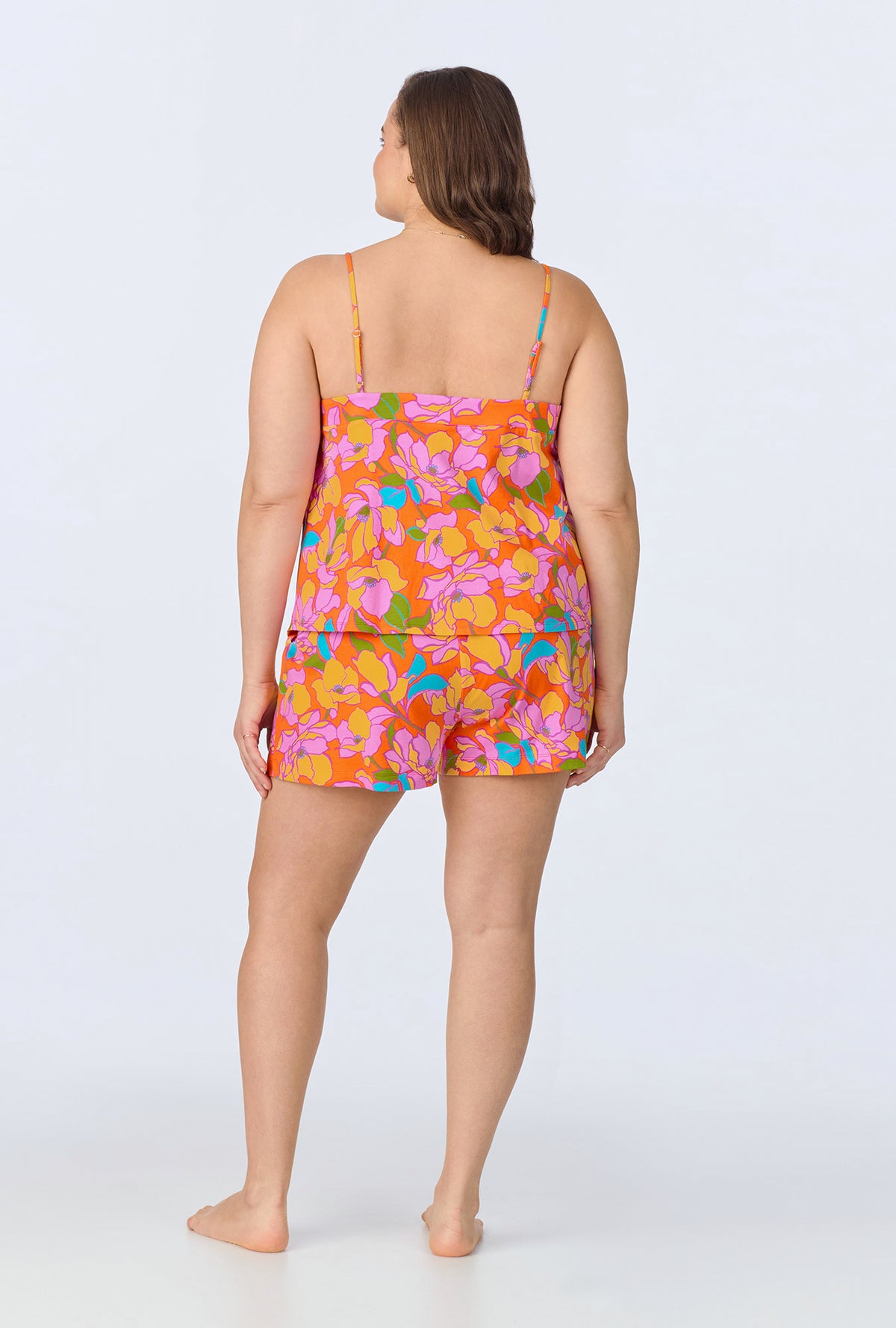 A lady wearing  Floral Cami Shorty Stretch Jersey PJ Set