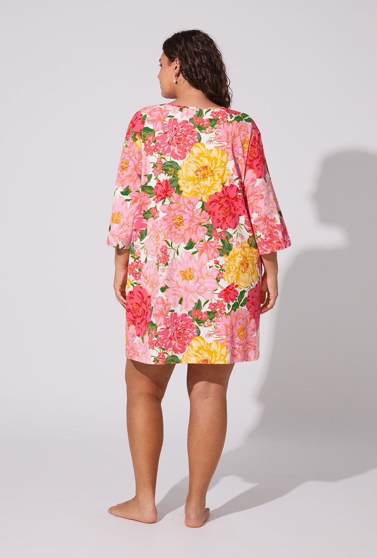 A lady wearing Garden Fresh V-neck Stretch Jersey Sleep Dress