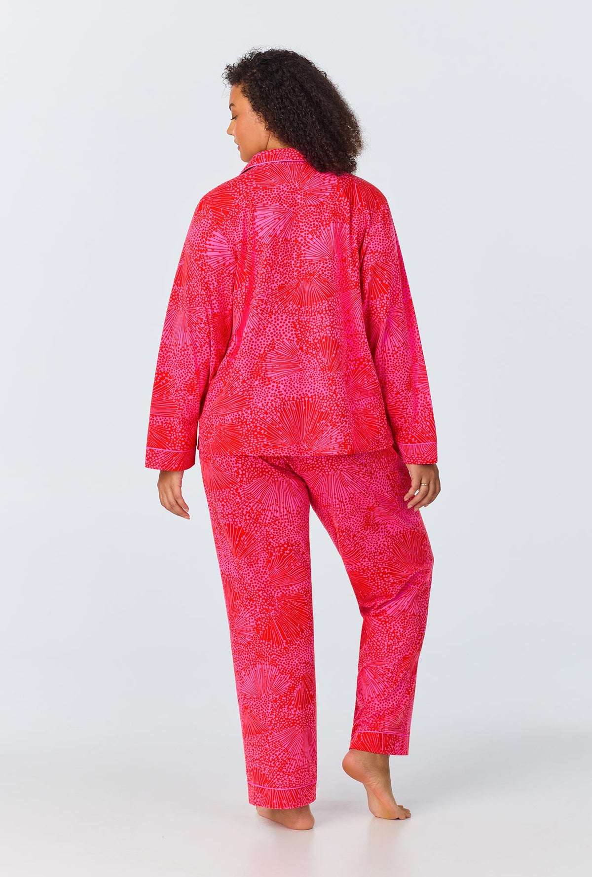 A lady wearing Starburst Long Sleeve Classic Stretch Jersey PJ Set