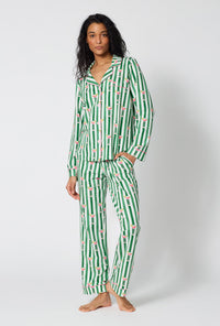 A Lady Wearing Martini O'Clock Long Sleeve Classic Stretch Jersey Pj Set