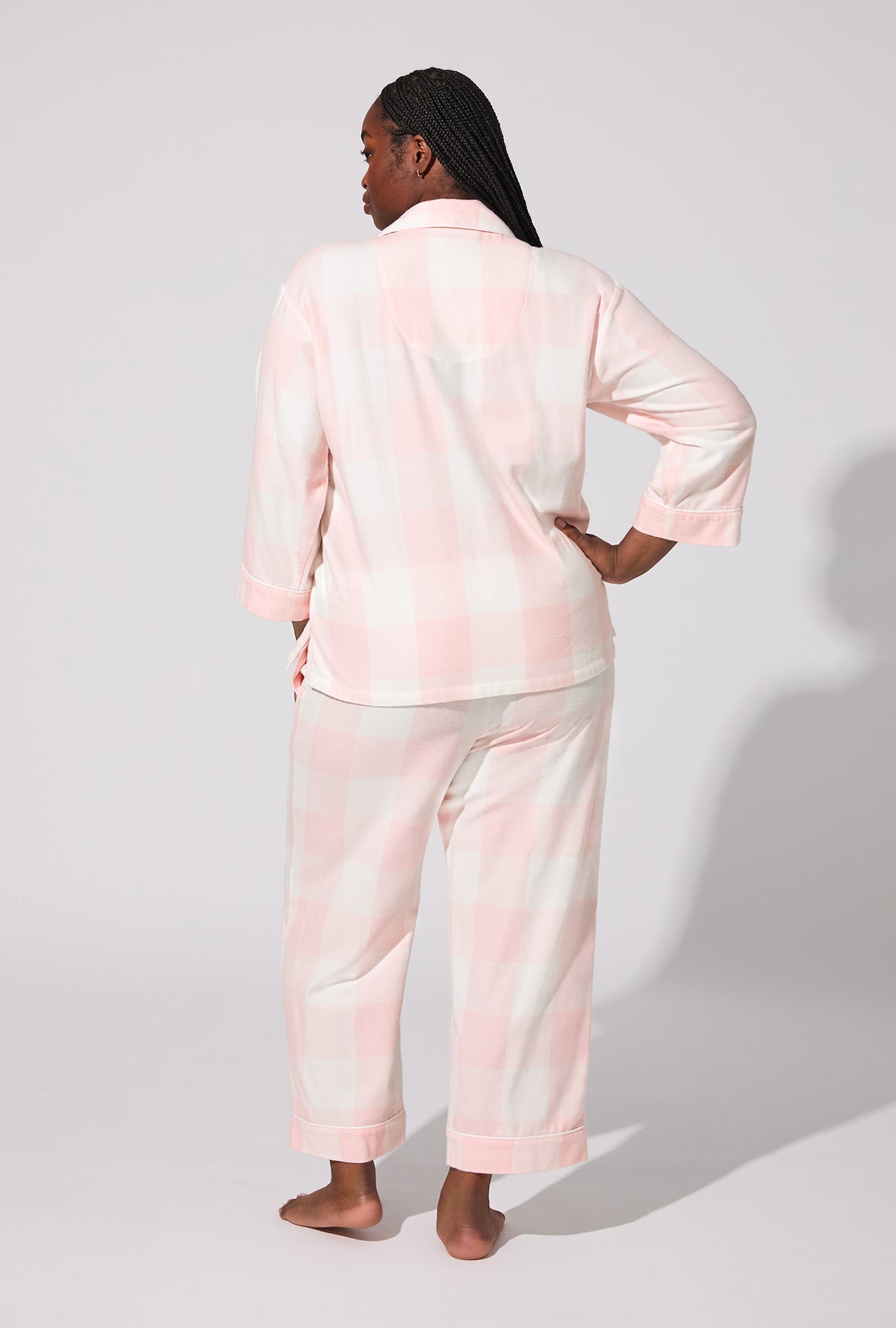 Checking In Long Sleeve Classic Woven Portuguese Flannel Twill PJ Set