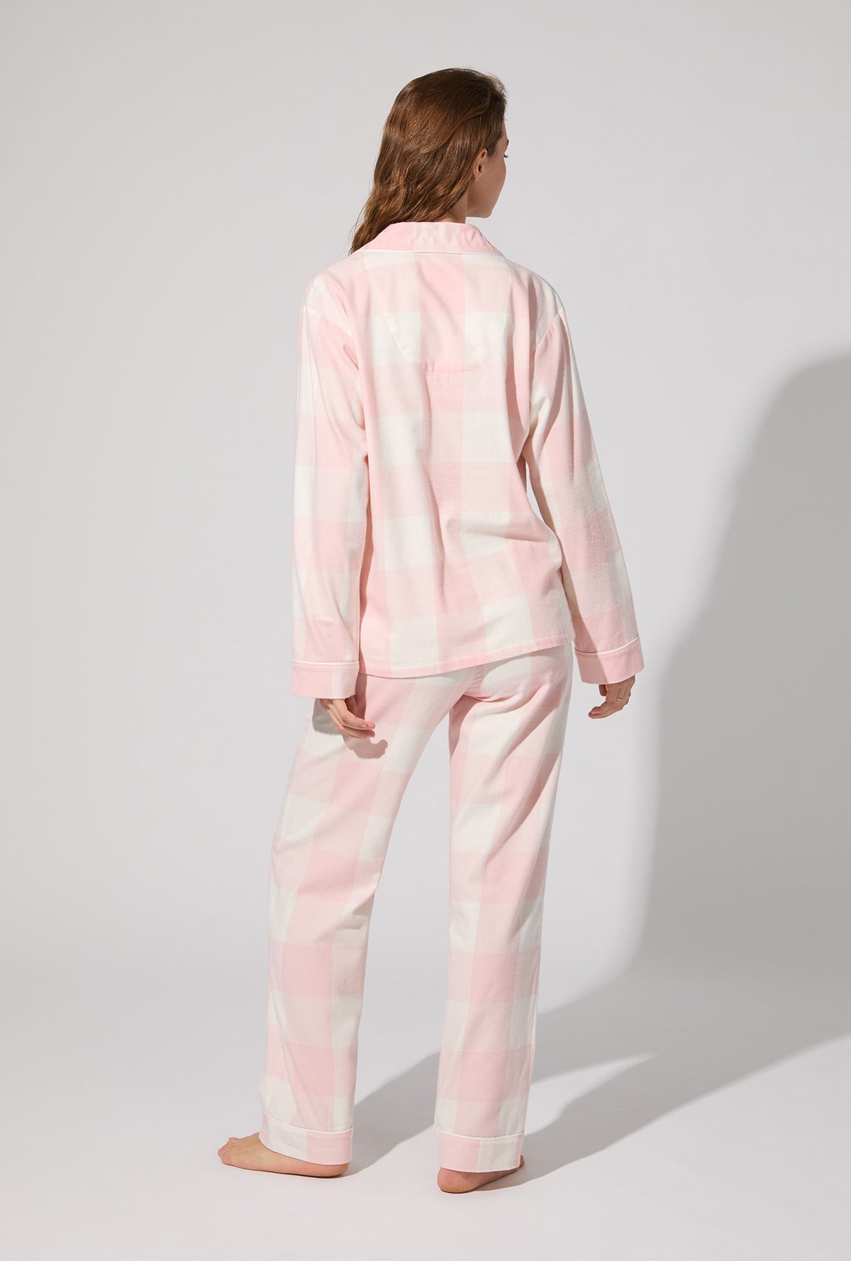 Checking In Long Sleeve Classic Woven Portuguese Flannel Twill PJ Set