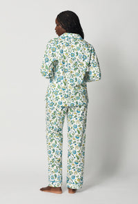 A lady wearing White Long Sleeve Classic Woven Tana Lawn® Pj Set Made With Liberty Fabric back view