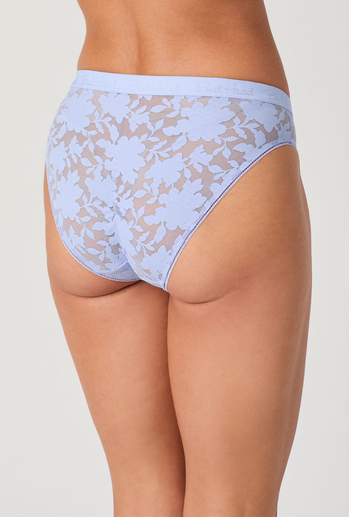 A lady wearing Blue Skies Stretch Lace Bikini Underwear