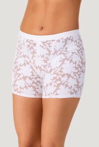 A lady wearing White Stretch Lace Boxer Short Underwear
