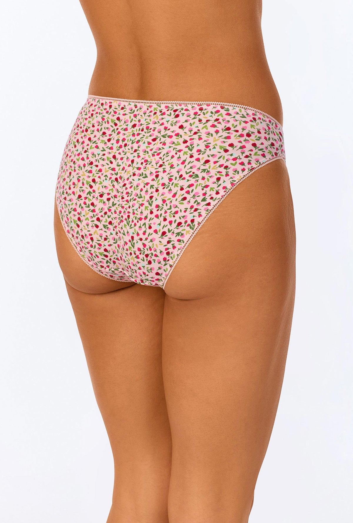 A lady wearing Pretty Ditsy Stretch Jersey Bikini Underwear