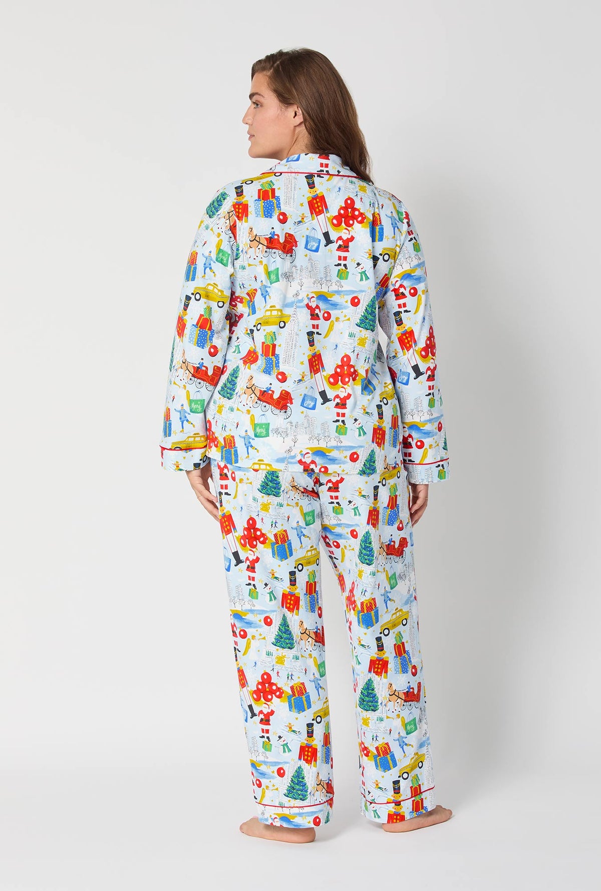 A lady wearing A City Christmas Long Sleeve Classic Stretch Jersey Pj Set