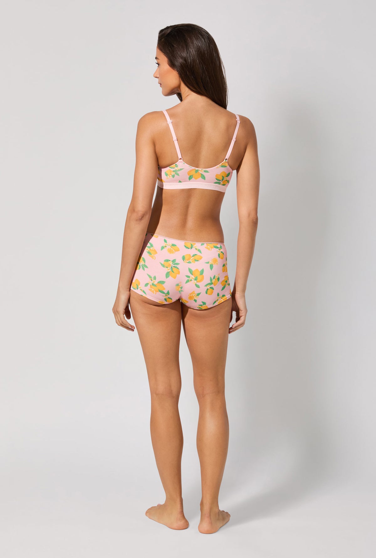 A lady wearing Lemon Sorbet Stretch Jersey Bralette