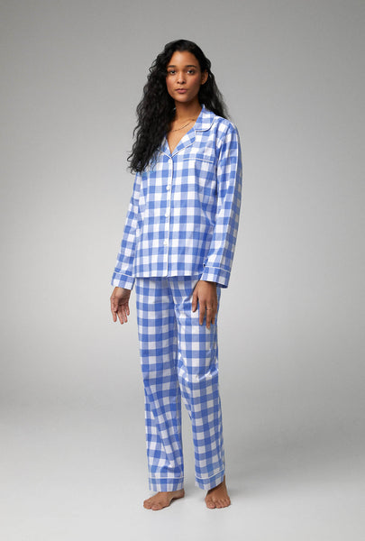 Buffalo Plaid Long Sleeve Classic Woven Cotton Poplin PJ Set