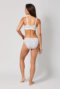 A lady wearing Honey Bees Stretch Jersey Bralette