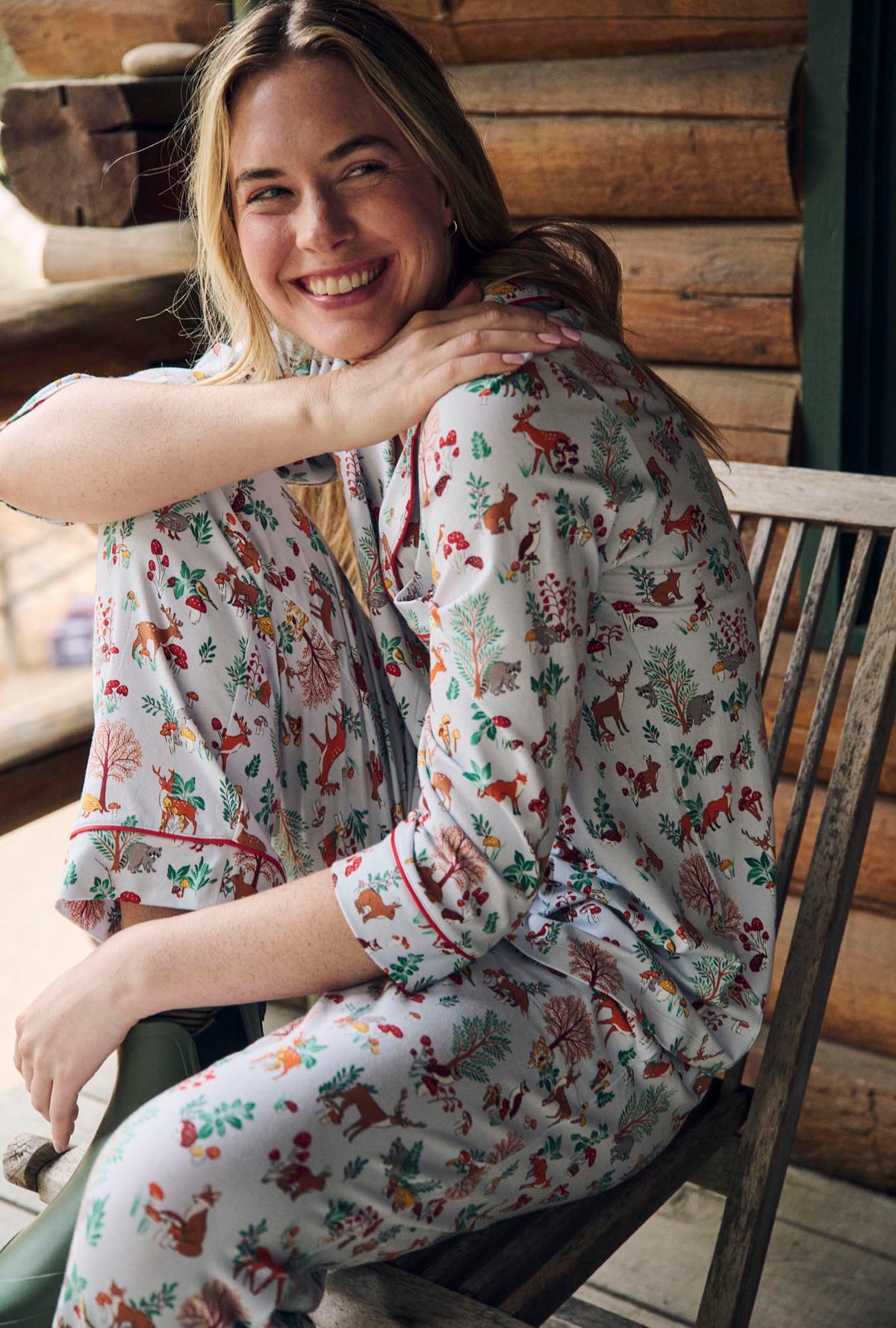 Woodland Wonder 3/4 Sleeve Classic Stretch Jersey Cropped Pj Set