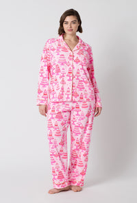 A Lady Wearing Plus Size Cake Shop Long Sleeve Classic Stretch Jersey Pj Set