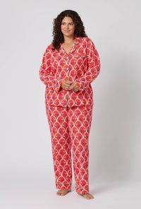 A Lady Wearing Plus Size Monkeying Around Long Sleeve Classic Stretch Jersey Pj Set