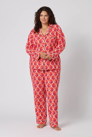 A Lady Wearing Plus Size Monkeying Around Long Sleeve Classic Stretch Jersey Pj Set