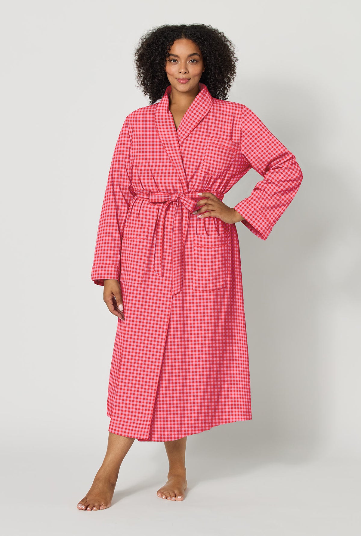 Jane Gingham Unisex Classic Woven Portuguese Flannel Robe De Chambre