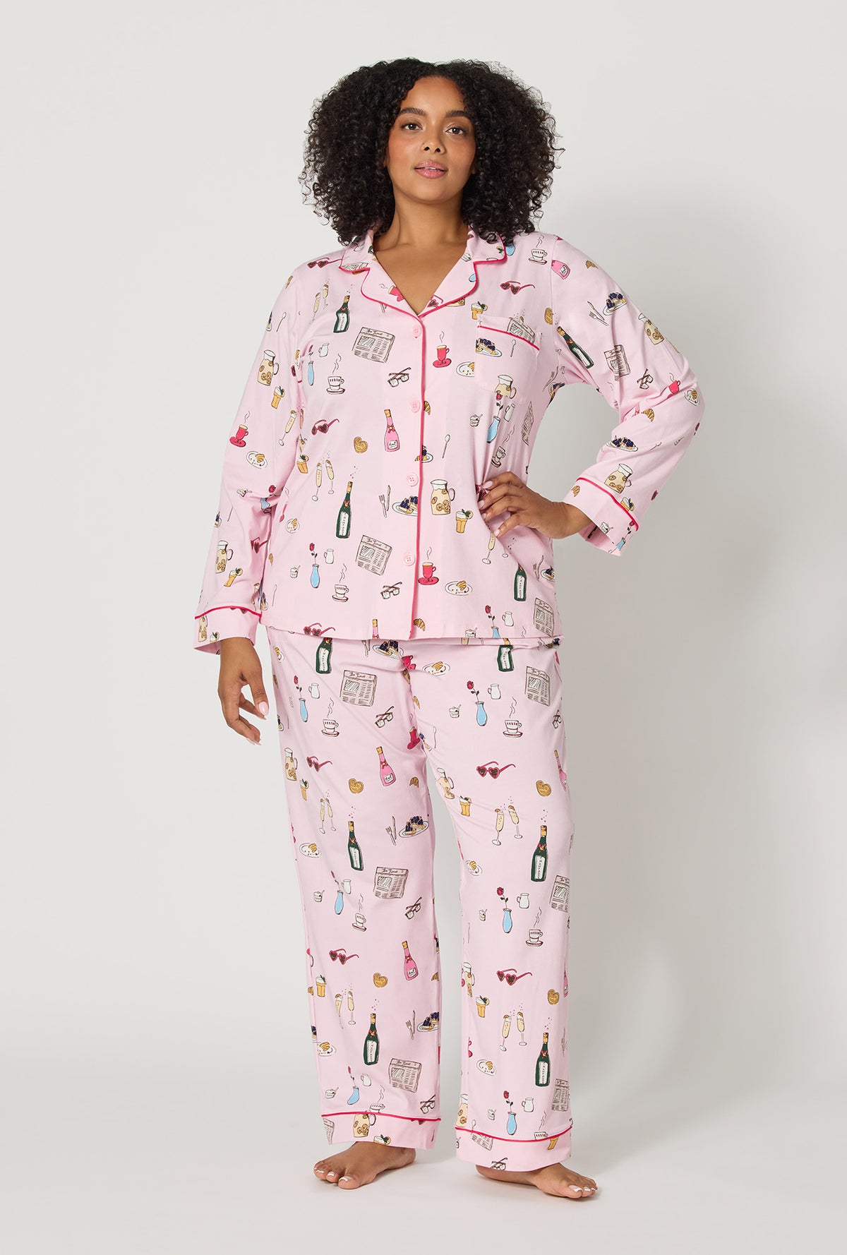 Let's Do Brunch Long Sleeve Classic Stretch Jersey PJ Set