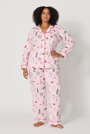 Let's Do Brunch Long Sleeve Classic Stretch Jersey PJ Set