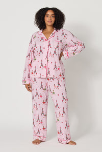 Tres Chic Long Sleeve Classic Stretch Jersey PJ Set