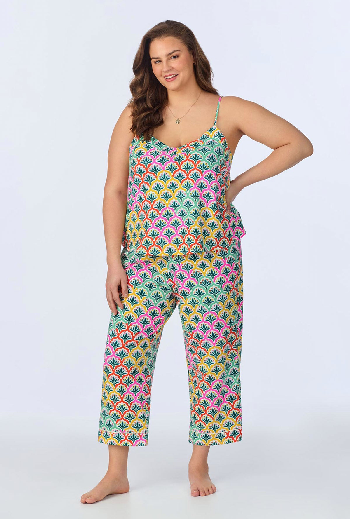 A lady wearing Camilla Cami Stretch Jersey Cropped PJ Set