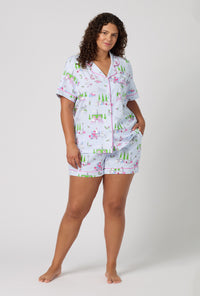 Belle Vie Short Sleeve Classic Shorty Stretch Jersey Pj Set