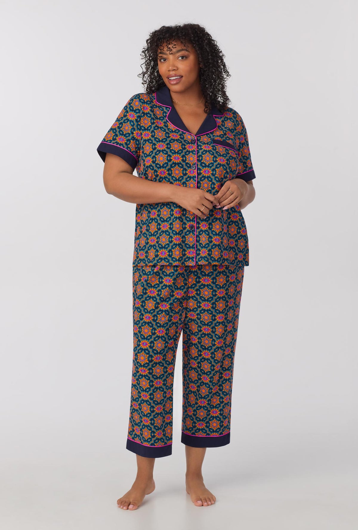 Womens cropped pj set on sale