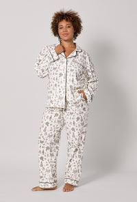 A lady wearing plus Tie The Knot Long Sleeve Classic Stretch Jersey Pj Set