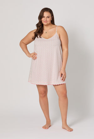 A lady wearing plus Blossom Geo Stretch Jersey Chemise
