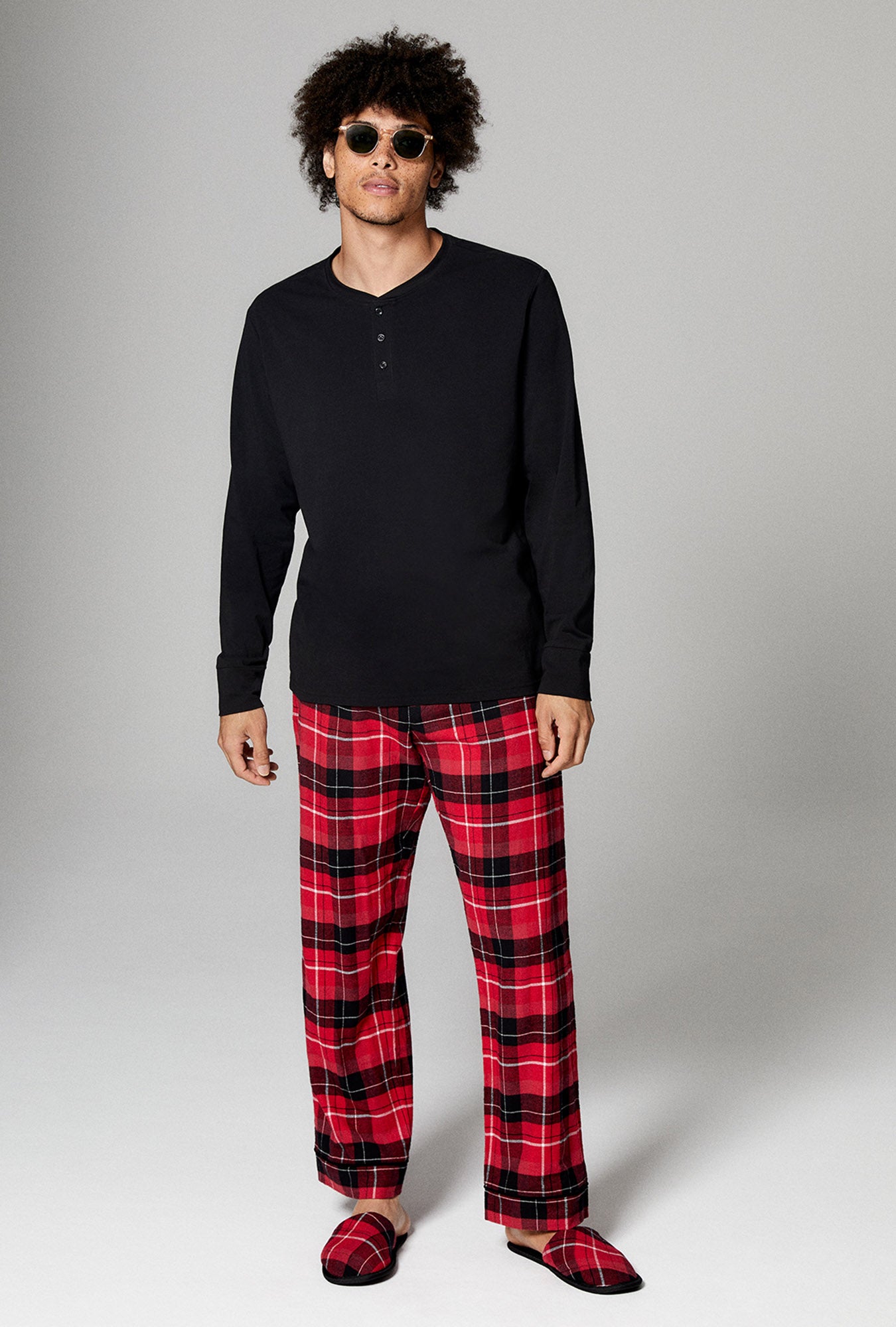CHUNG Men Cotton Pajamas Set Soft Flannel Plaid Long Sleeve Tops Pants Warm  Sleepwear M-XL : : Clothing, Shoes & Accessories