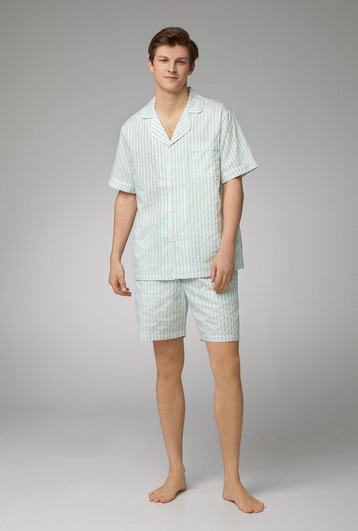 Fashion Men Sleepwear Striped Cotton Pajama Sets For Men Short