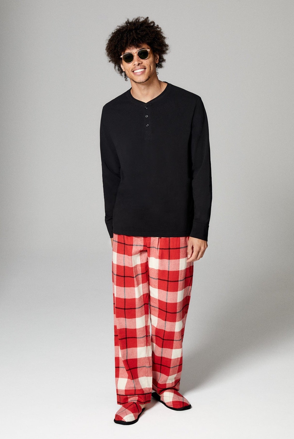 Peaceful Plaid Men's Long Sleeve Classic Woven Cotton Portuguese Flann -  Bedhead Pajamas
