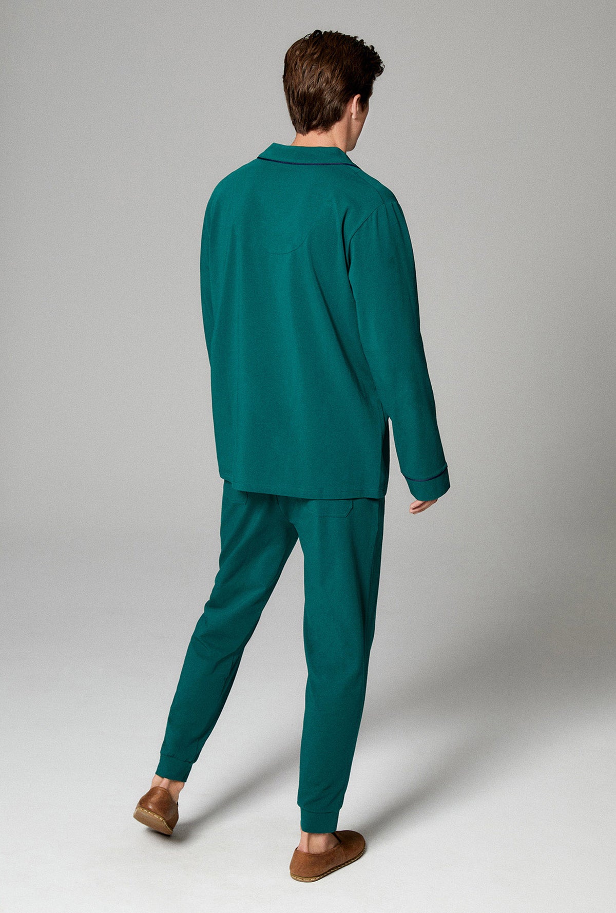 Emerald Green Men's Long Sleeve and Jogger Stretch Jersey PJ Set