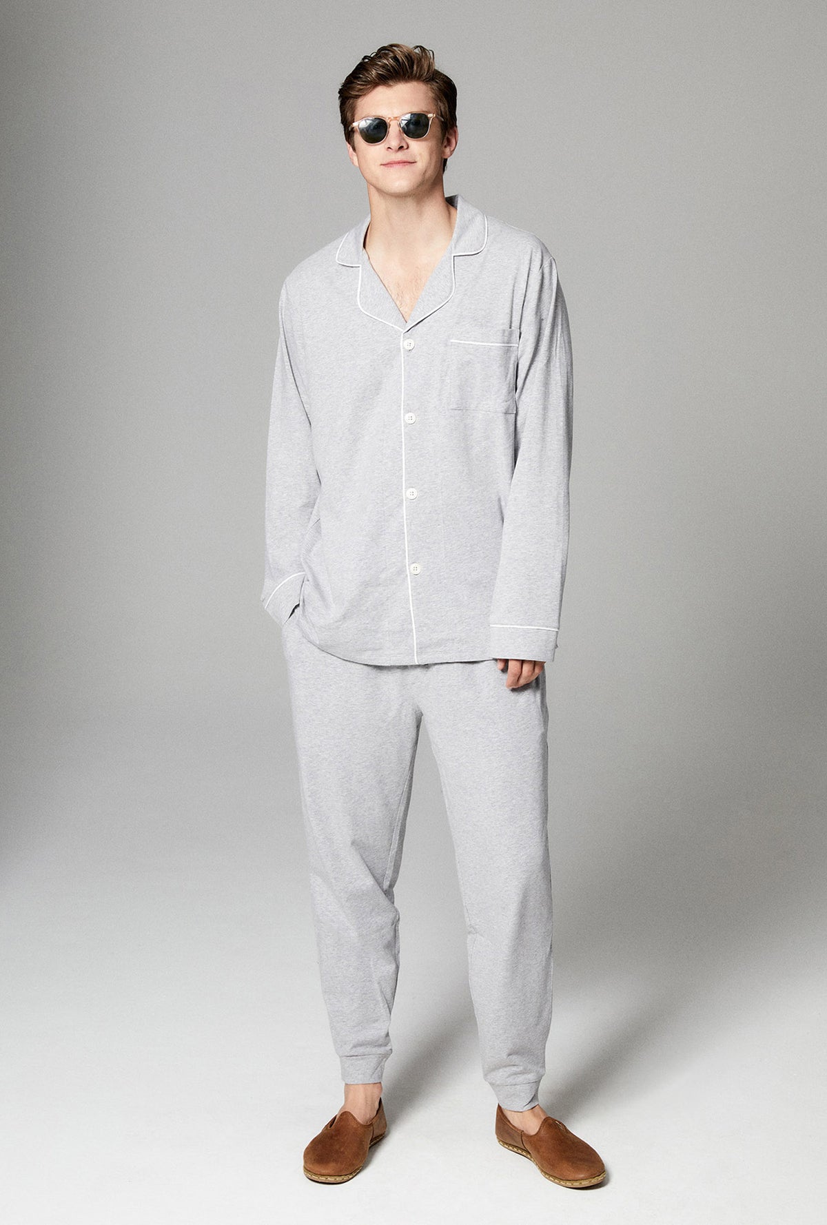 Grey Jersey Long Pyjama Set