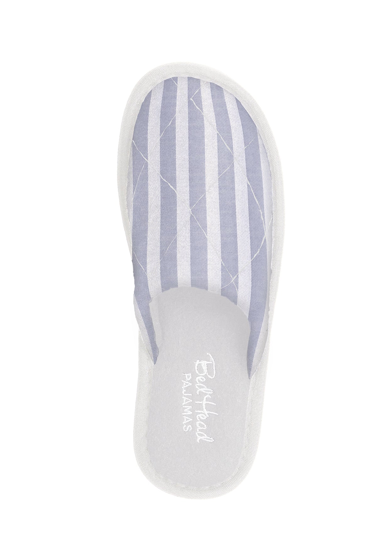 Blue 3D Stripe French Terry Lined Woven Cotton Unisex Slippers