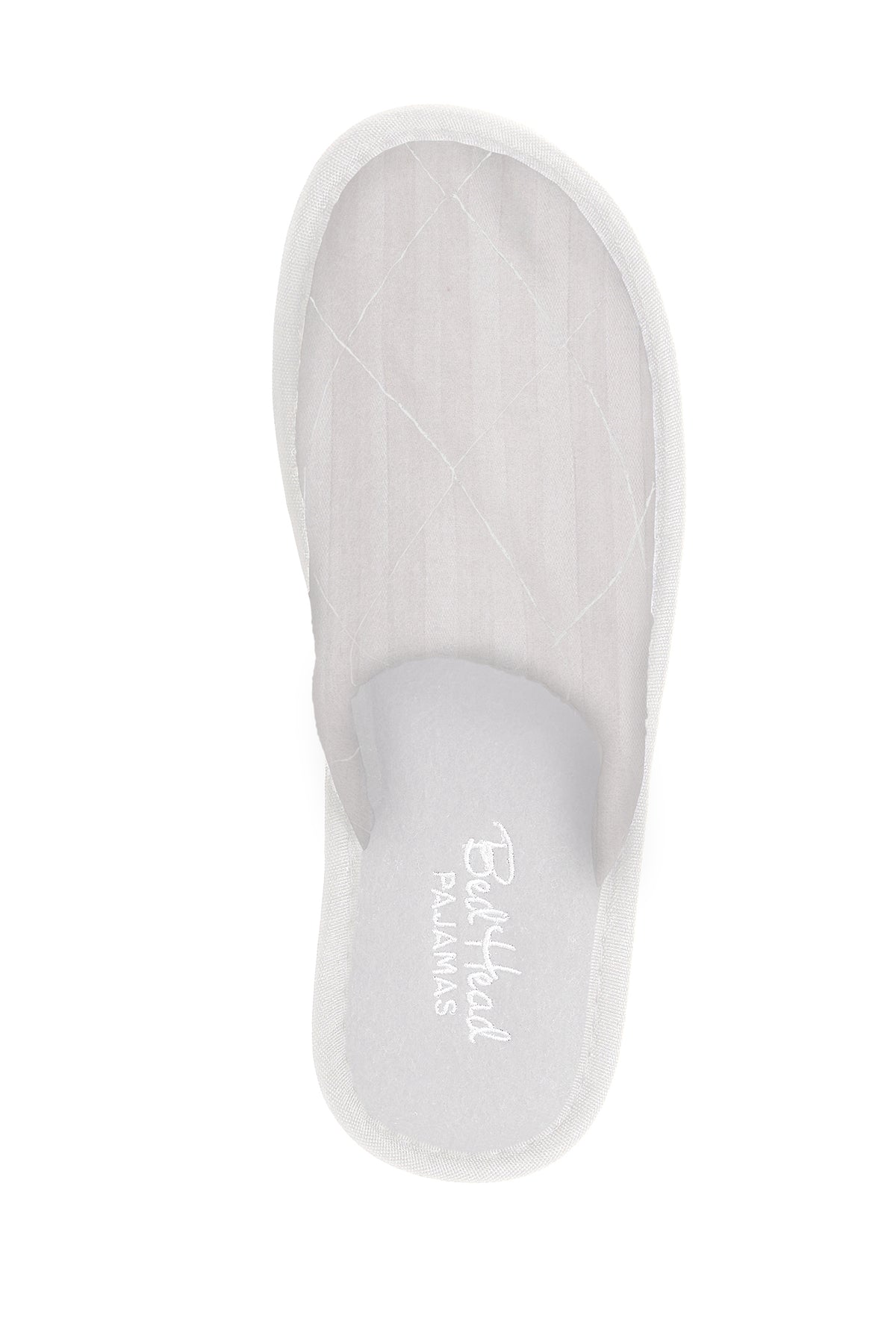A White 3D Stripe French Terry Lined Woven Cotton Unisex Slippers