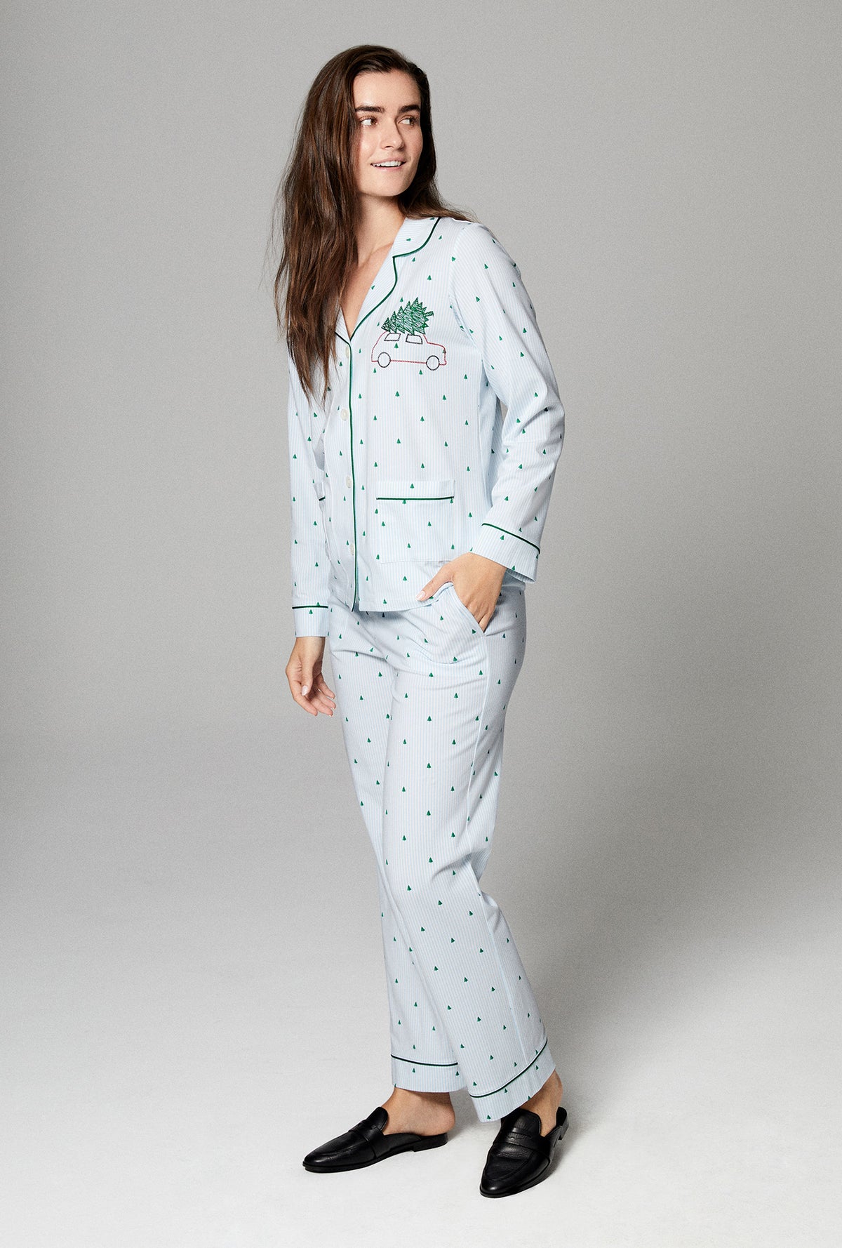 Holiday Trees Long Sleeve Classic Stretch Jersey PJ Set - Bedhead Pajamas