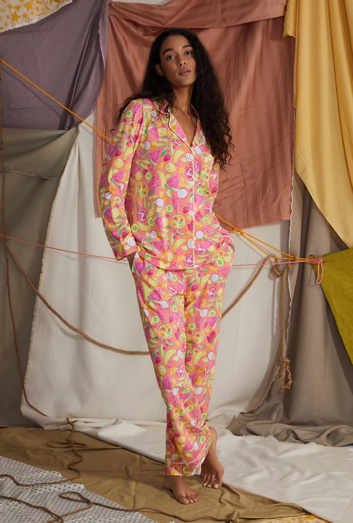 Wanderlust Long Sleeve Classic Stretch Jersey PJ Set - Bedhead Pajamas