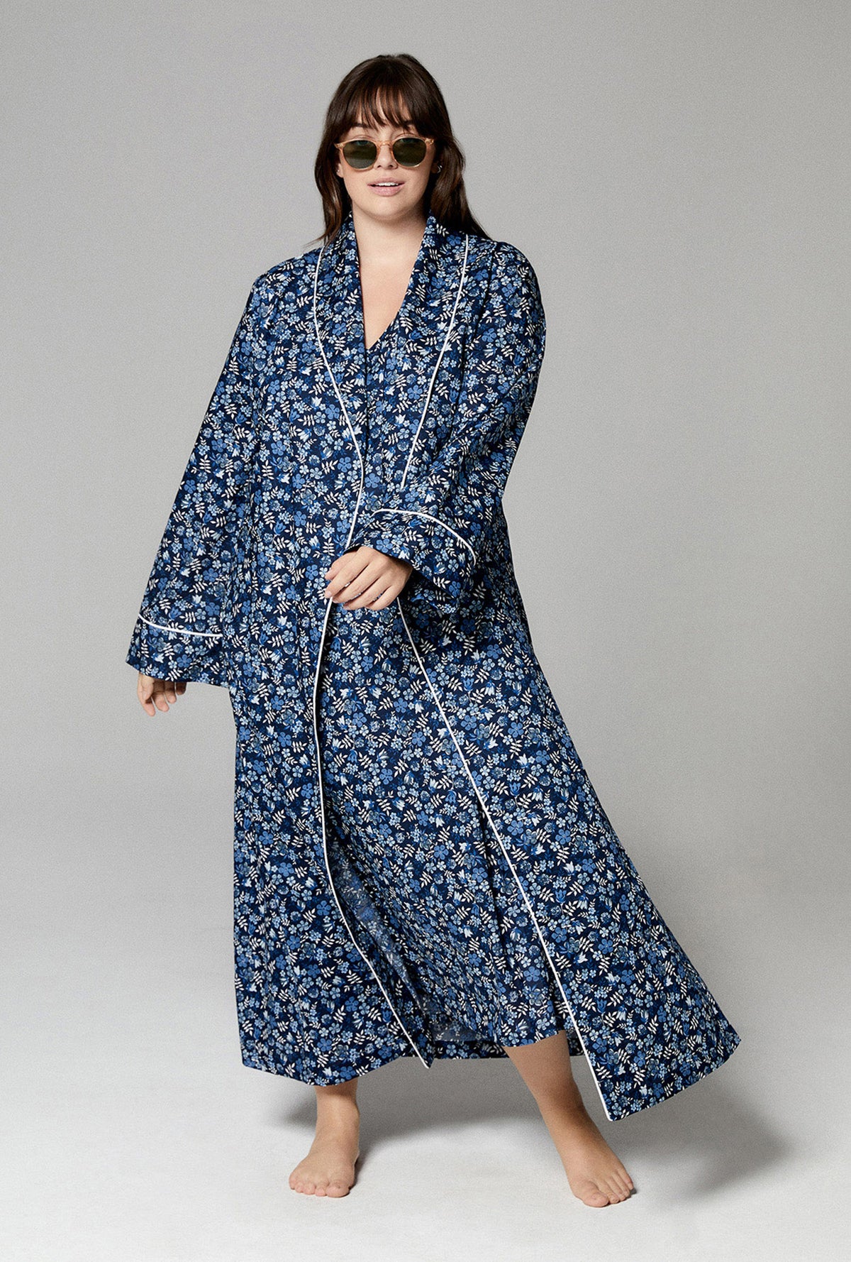 Edenham Shawl Collar Classic Woven Tana Lawn® Robe Made with Liberty Fabrics